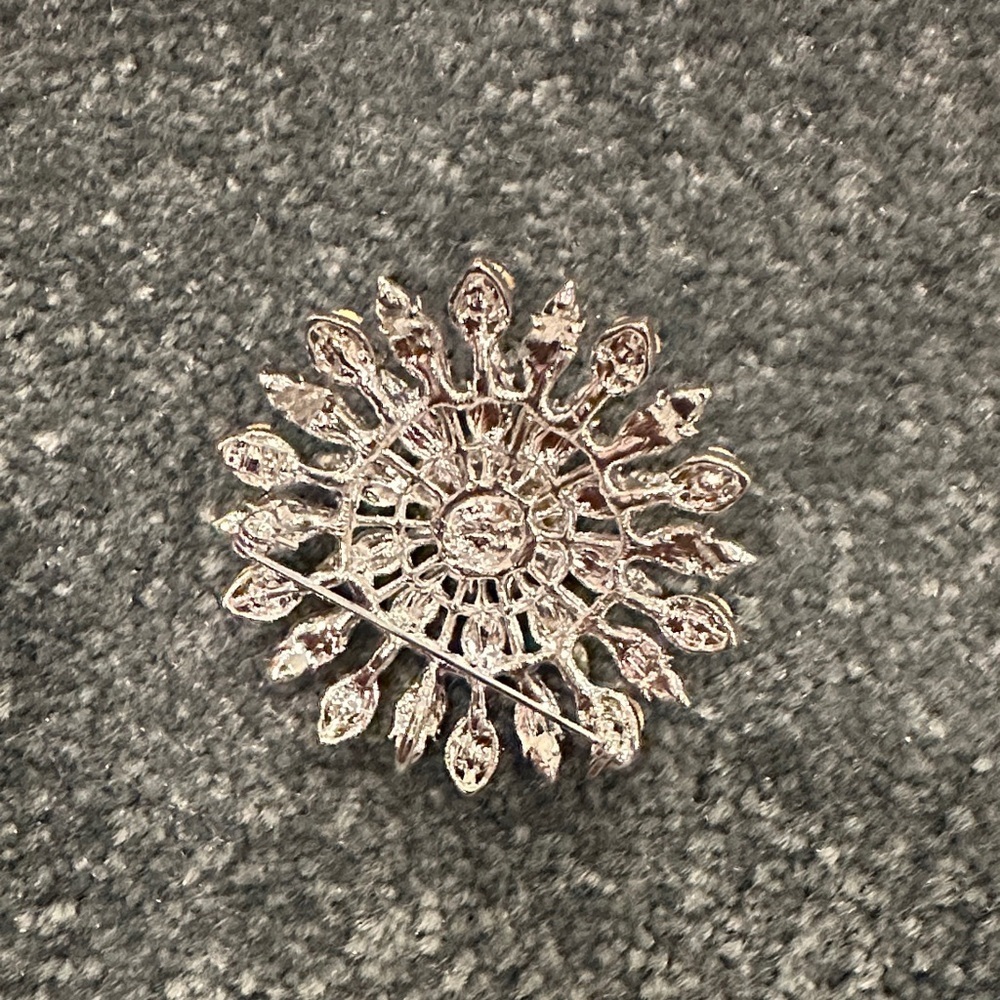 Vintage Sparkling Teal and Silver Brooch - Picture 3 of 4